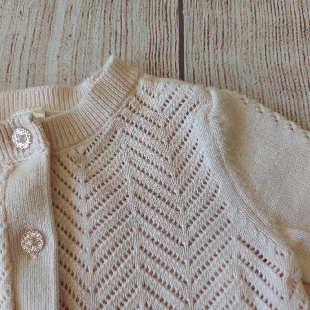 Baby B'gosh Pointelle Button-Front Sweater Knit Cardigan 3 mo - Picture 7 of 12